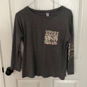 Francesca’s quarter sleeve sequin pocket tee